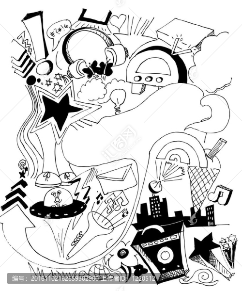 手繪插圖城市音樂