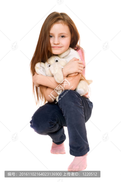 美麗的小女孩與泰迪大象