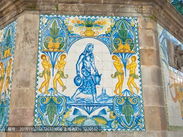 Ceramic,Tile,Mural。巴塞羅那；西班牙。