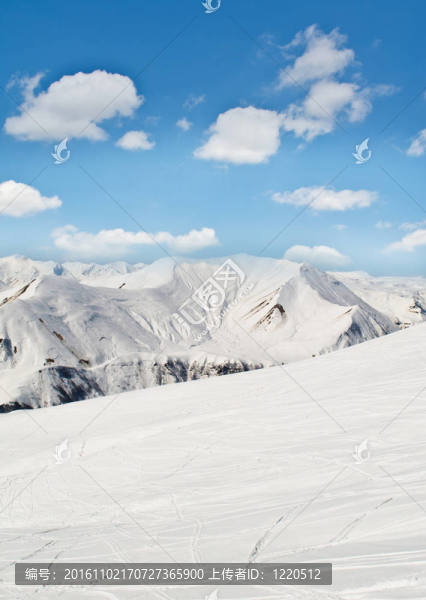 在冬天的雪下的高山