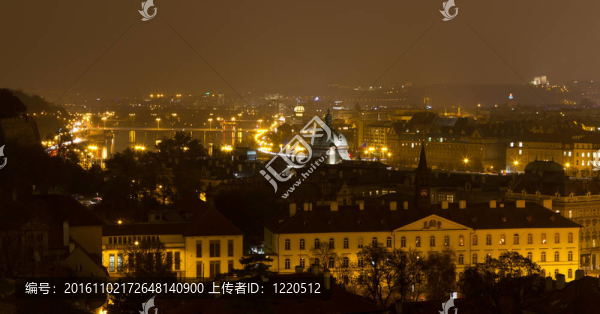 布拉格夜景觀；捷克共和國(guó)