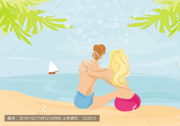 一對夫婦在一個熱帶海灘