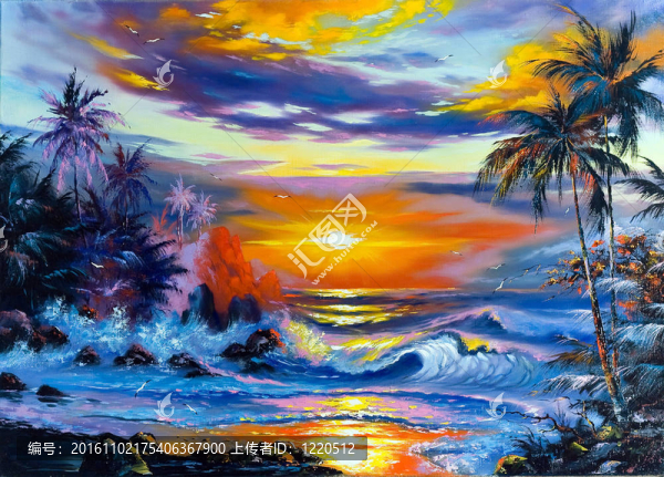 美麗的海上黃昏景觀