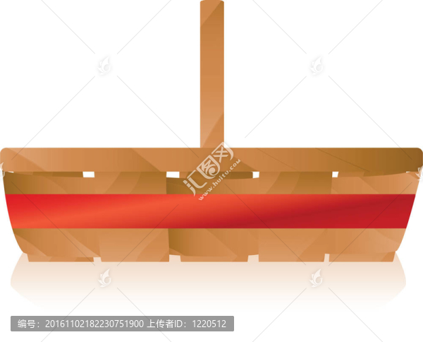 棕色的柳條筐里有紅絲帶