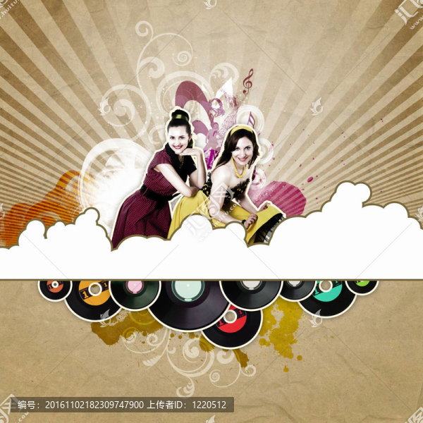 拼貼的人在復(fù)古風(fēng)格跳舞