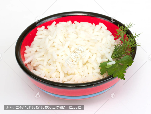 紅圓碗白米飯