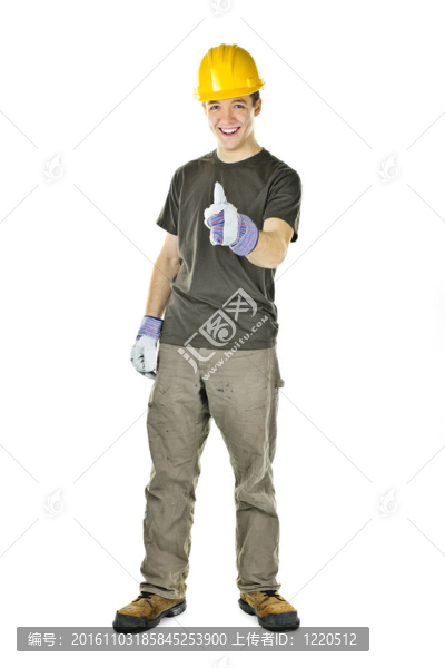 建筑工人豎起大拇指