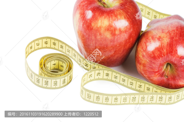 紅蘋果與白色背景隔離帶