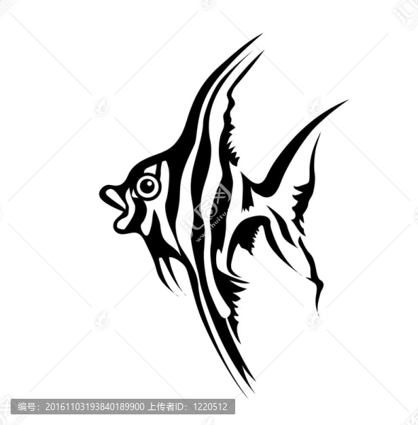 白色背景海洋魚剪影