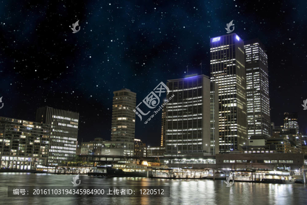 布里斯班摩天樓的星空之夜