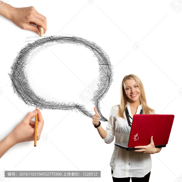 人的手與語言泡沫和女人