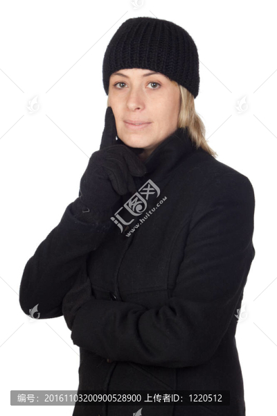 憂(yōu)郁的女人與一個(gè)黑色的外套