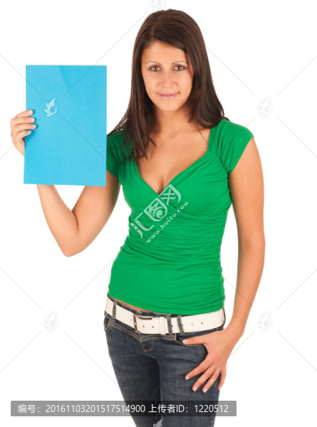 介紹：可愛的年輕黑人女孩手里拿著一個文本框