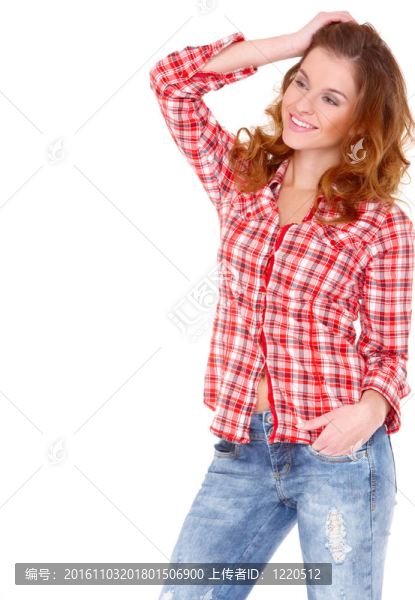可愛的年輕女人在休閑服裝