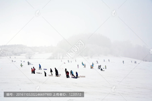 孩子們?cè)诙斓难┮换阑? title=