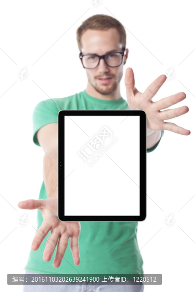 智能男子與平板電腦