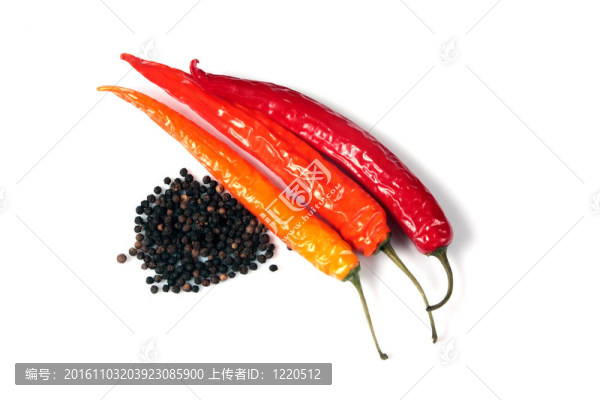 紅辣椒和白底黑胡椒