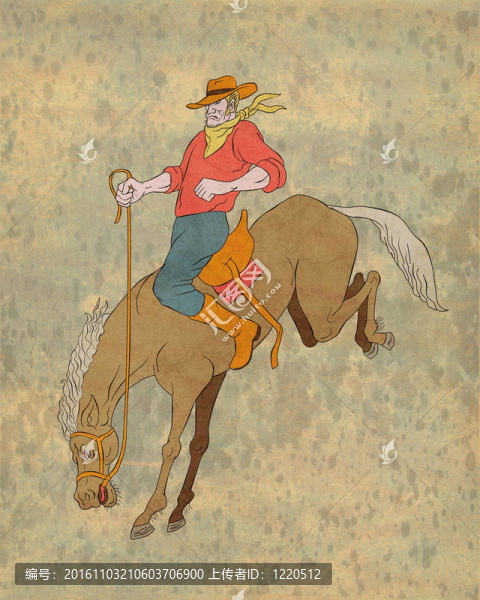 牛仔騎野馬野馬