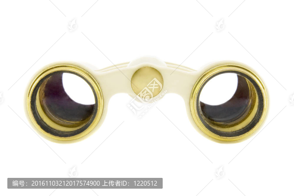 在白色背景下孤立的老歌劇眼鏡