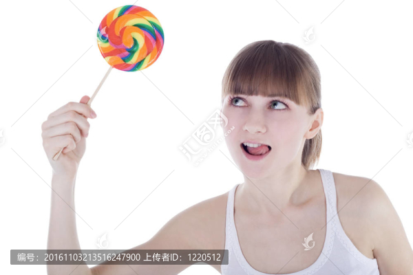用彩色棒棒糖金發(fā)快樂明亮的畫面