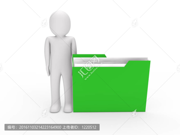 3D男子文件綠色