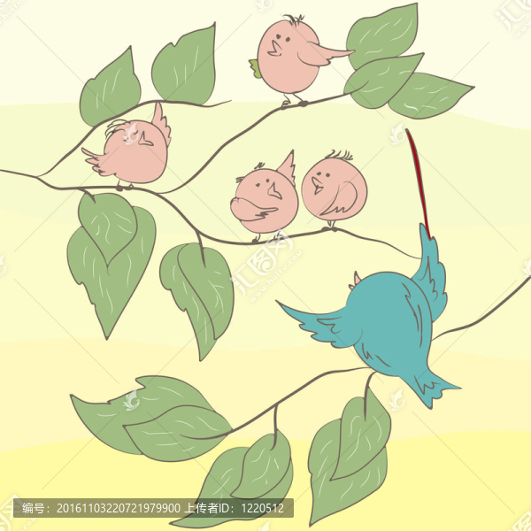 樹(shù)枝上的鳥(niǎo)。EPS,8