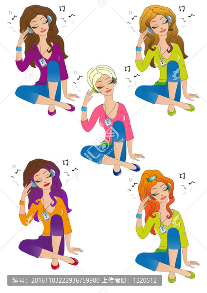 漂亮的女孩聽音樂