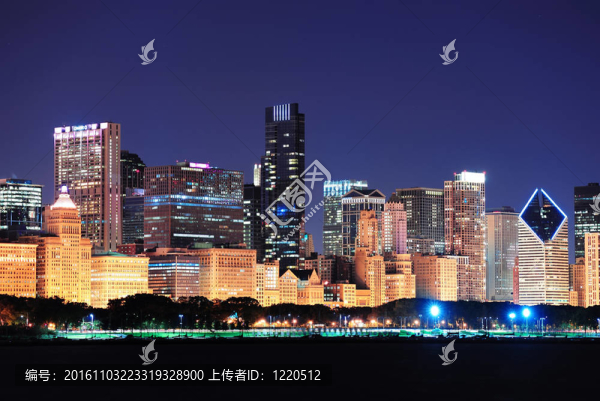 黃昏的芝加哥天際線