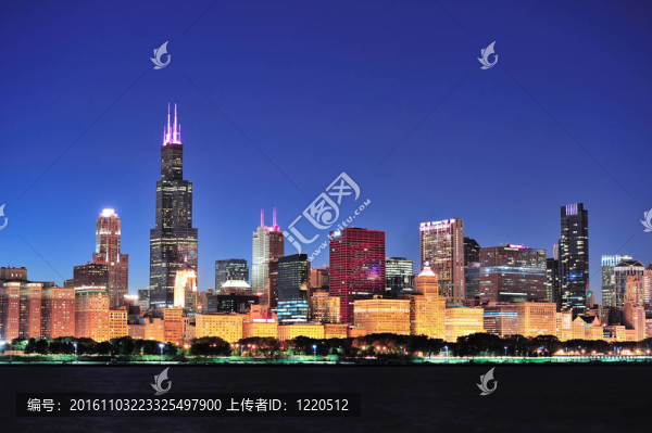 黃昏的芝加哥天際線