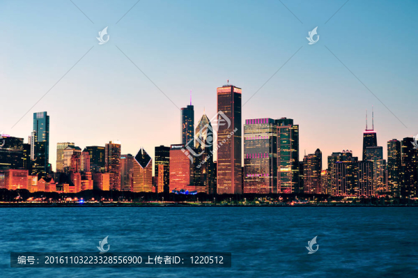 黃昏的芝加哥天際線