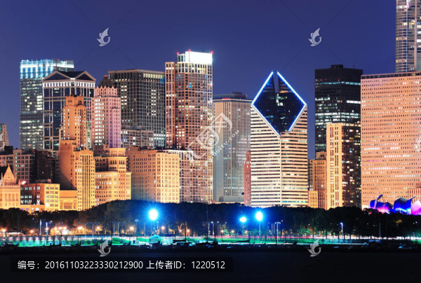 黃昏的芝加哥天際線