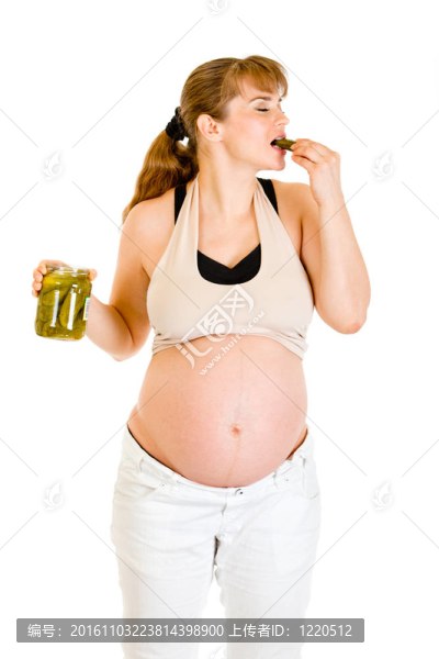 孕婦吃泡菜與白色的味道孤立。概念-小技巧！
