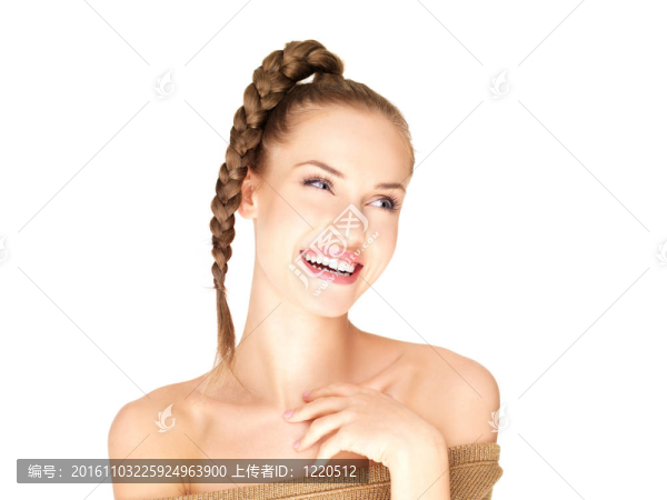 美麗的女人在白色的孤立