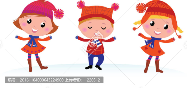 可愛的冬天孩子小組孤立在白色