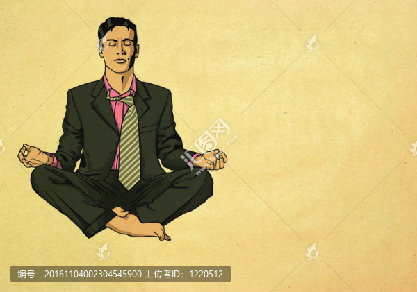 商人在蓮花姿勢(shì)冥想