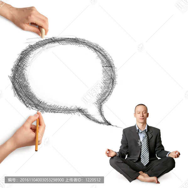 人的手與言語泡沫和人