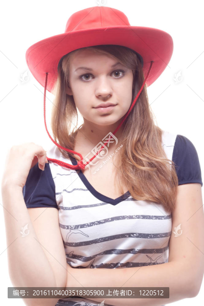 一個戴著紅帽子的女孩的畫像