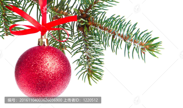 圣誕樹上掛著的紅色圣誕球