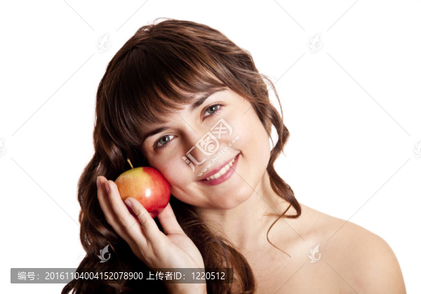 黑發(fā)女孩與蘋果