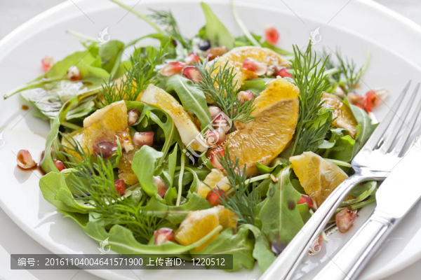 橙和Pomgranate,Salad