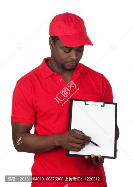 紅色制服的工人信使
