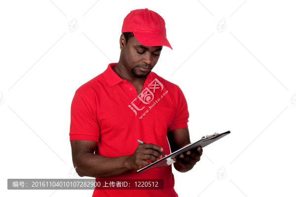 紅色制服的工人信使