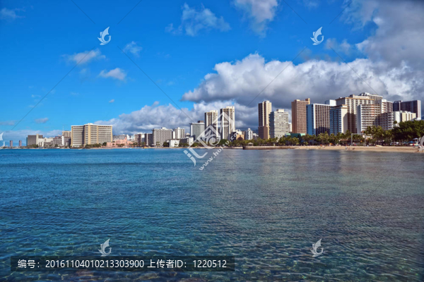 威基基海灘瓦胡島島夏威夷；城市景觀；