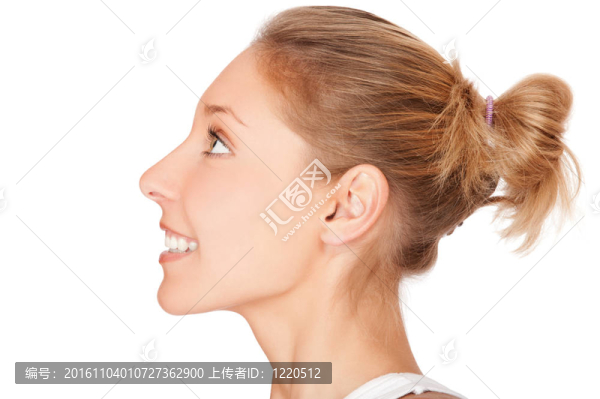 白色背景下美麗年輕女性的輪廓畫像