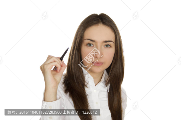 年輕的女商人寫(xiě)PE
