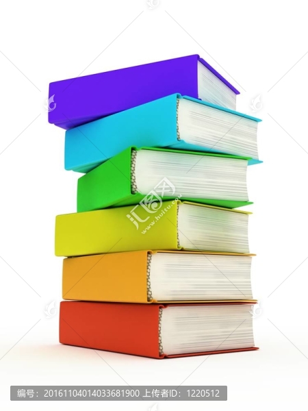 一些白色背景的彩色書籍。