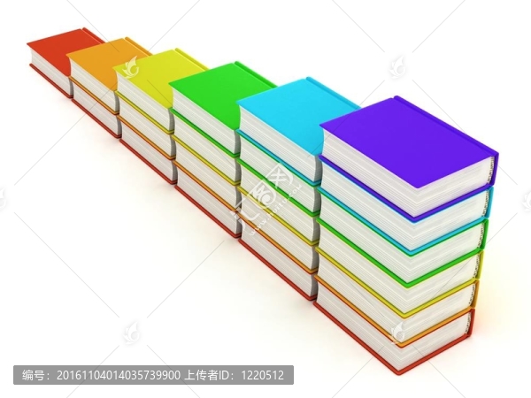 一些白色背景的彩色書籍。