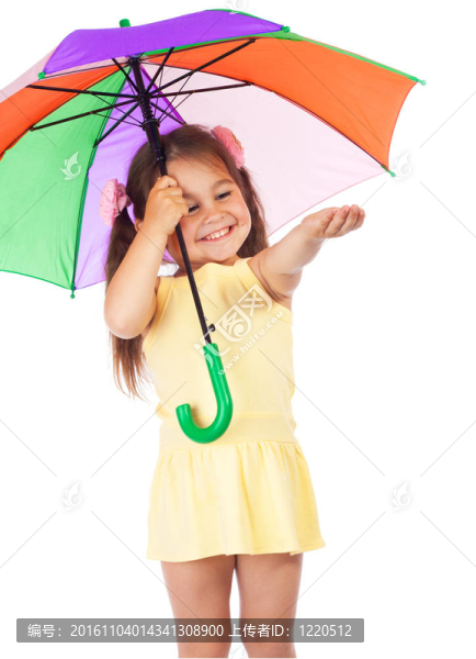 帶雨傘的小女孩；檢查雨