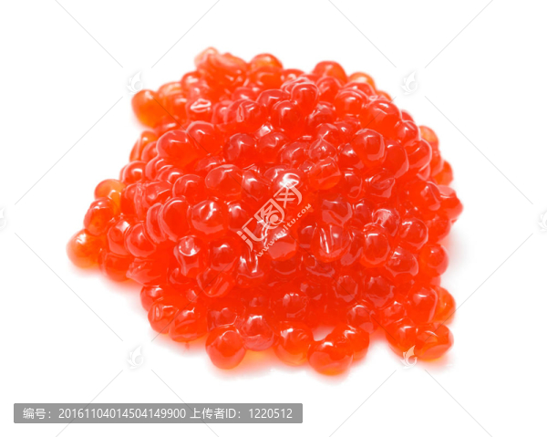 紅鮭魚魚子醬堆白色隔離
