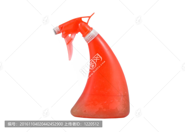 紅色噴霧瓶；白色背景隔離